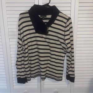 Stripped Long Sleeve Shirt with turtle neck zip up